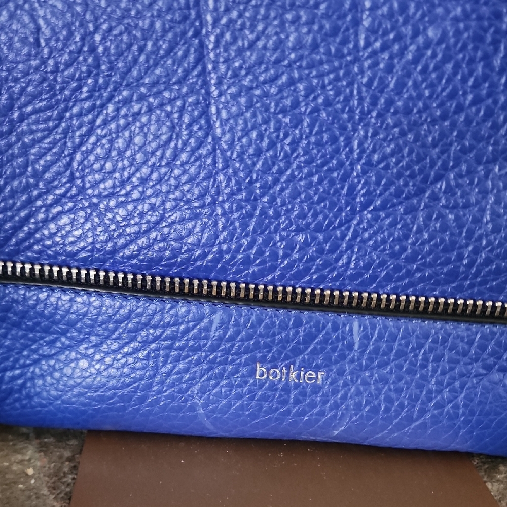 Botkier Blue Leather Crossbody Bag Chain Strap Wristlet Clutch - Picture 3 of 14